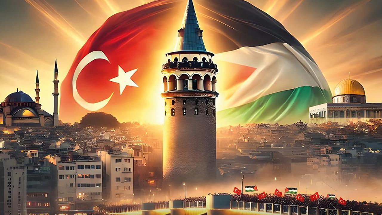 İstanbul'da Filistin'e Destek Yürüyüşü Düzenlendi